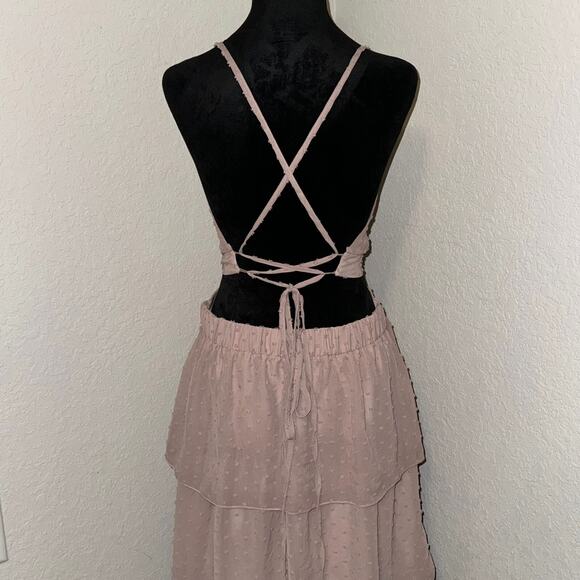 Simplee Maxi Dress Women's Large Pink Backless Sleeveless Adjustable Strap - Picture 3 of 8